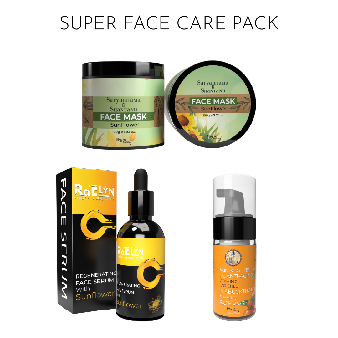 Sea Buckthorn with Vitamin C Foaming Face Wash (100 ml) +Sun Flower Face Mask (100g) +  Regenerating Face Serum with Sun Flower (50 ml)